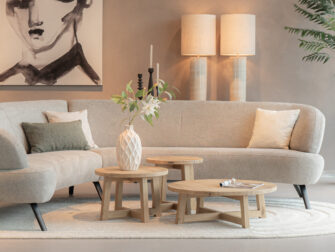 Salontafel Bayonne - Ø80cm - Ø55cm - Ø45cm set van drie salontafels eiken