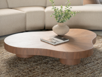 Salontafel Bobbie - lichtbruin - 150x110x25cm speels gevormde koffietafel in modern interieur