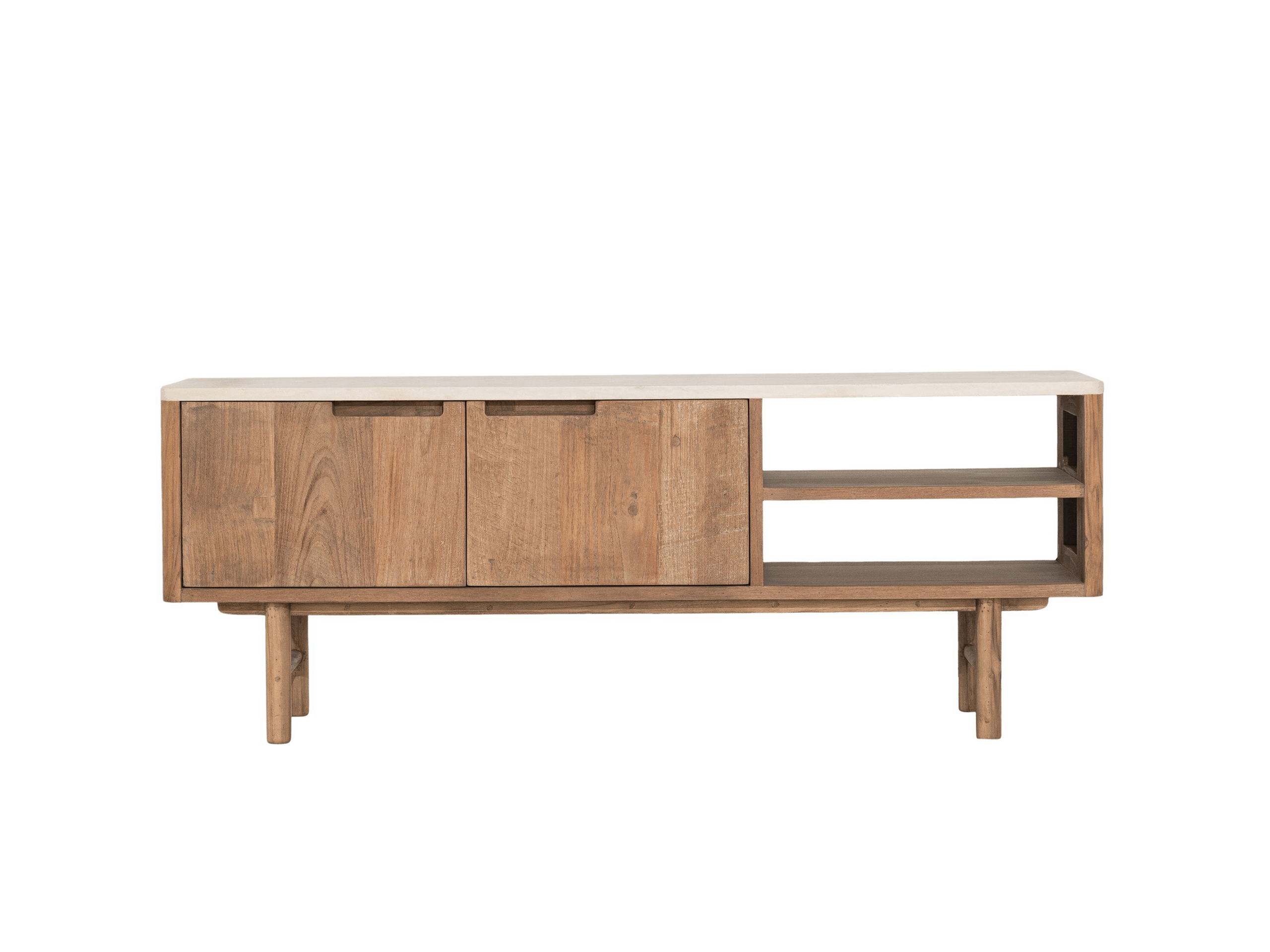 TV-meubel Dublin - 130x35x50cm - mortex top - 2 open vakken - 2 deurs