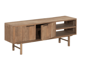 TV-meubel Dublin - 130x35x50cm - teakhout top - 2 open vakken - 2 deurs