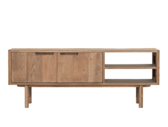 TV-meubel Dublin - 130x35x50cm - teakhout top - 2 open vakken - 2 deurs