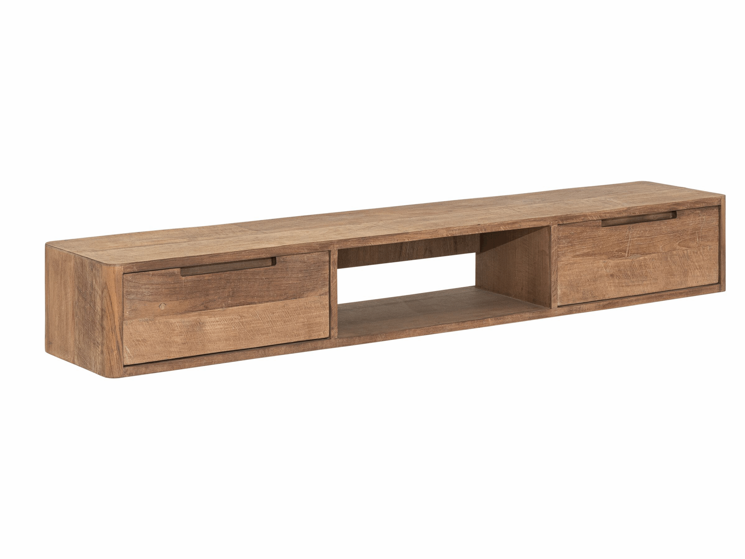 TV-meubel Dublin - 160x30x23cm - hangend - teakhout top - 2 laden