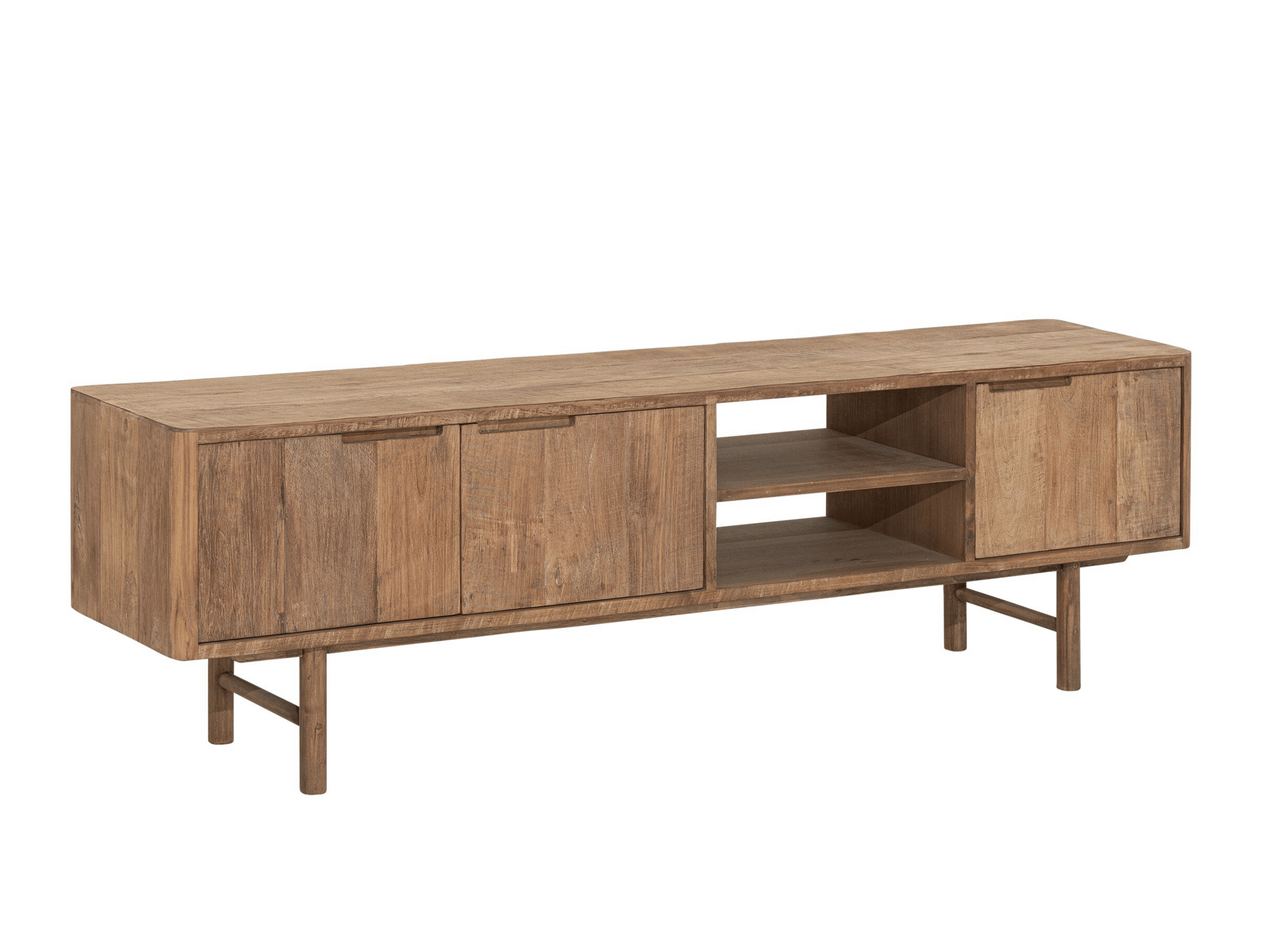 TV-meubel Dublin - 170x35x50cm - teakhout top - 2 open vakken - 3 deurs