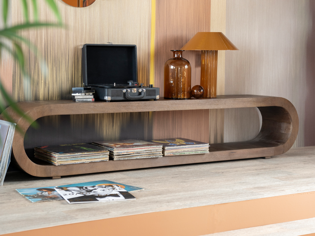 tv-meubel van mangohout met open vak