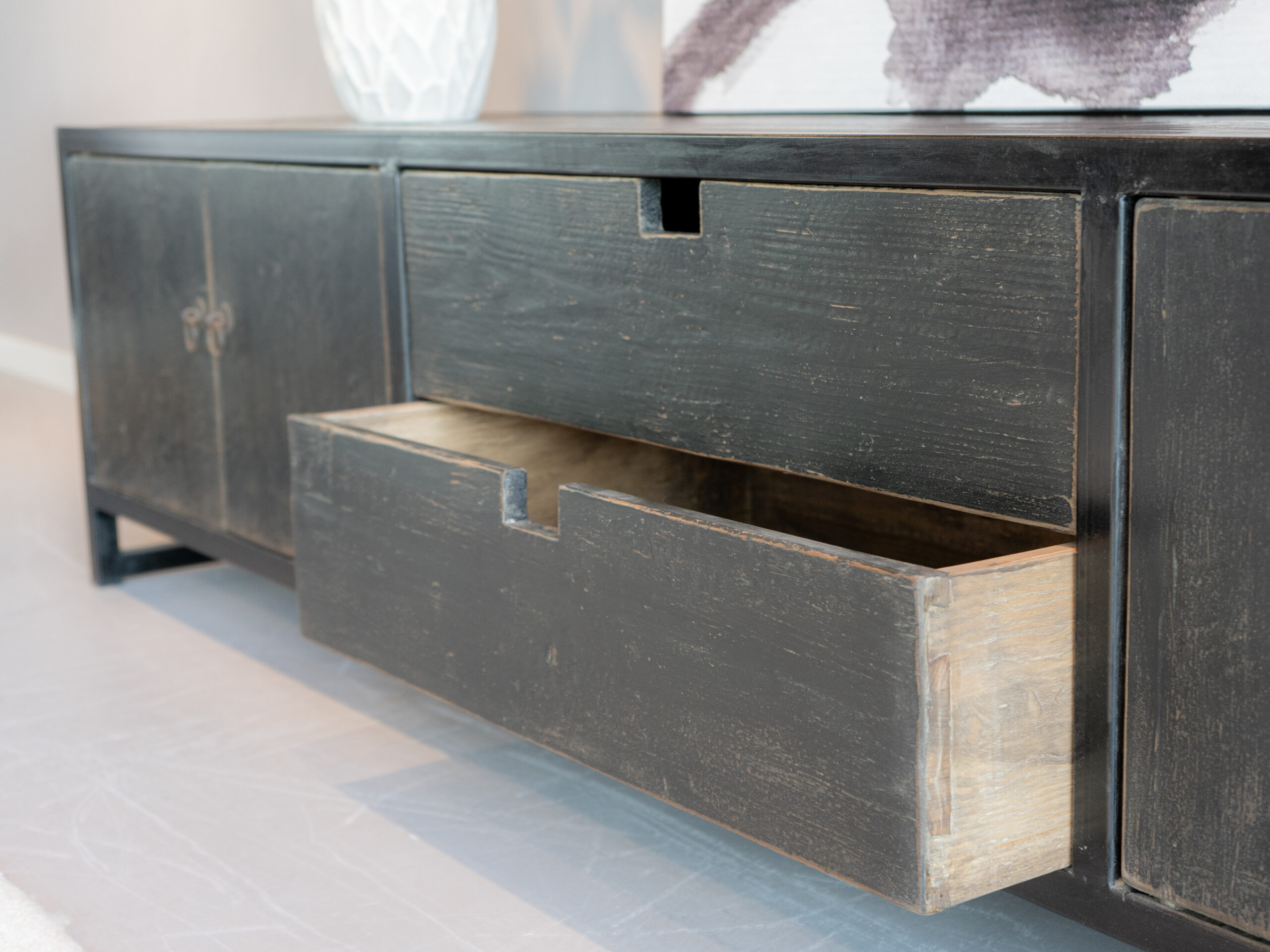 tv meubel van oud hout 240cm