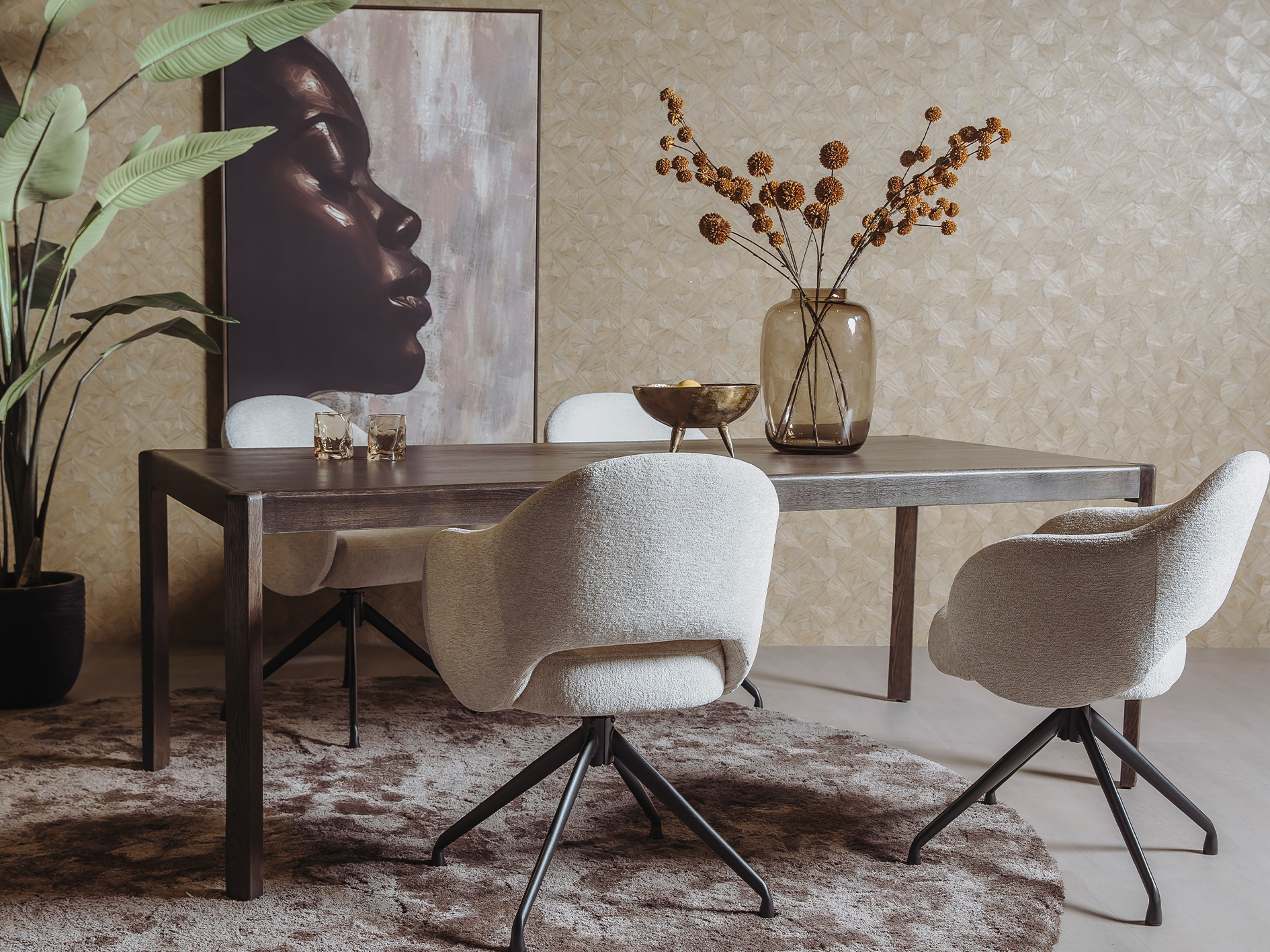 donker bruine eettafel in 200cm rechthoek