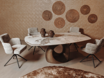 deens ovaal marmerlook eettafel