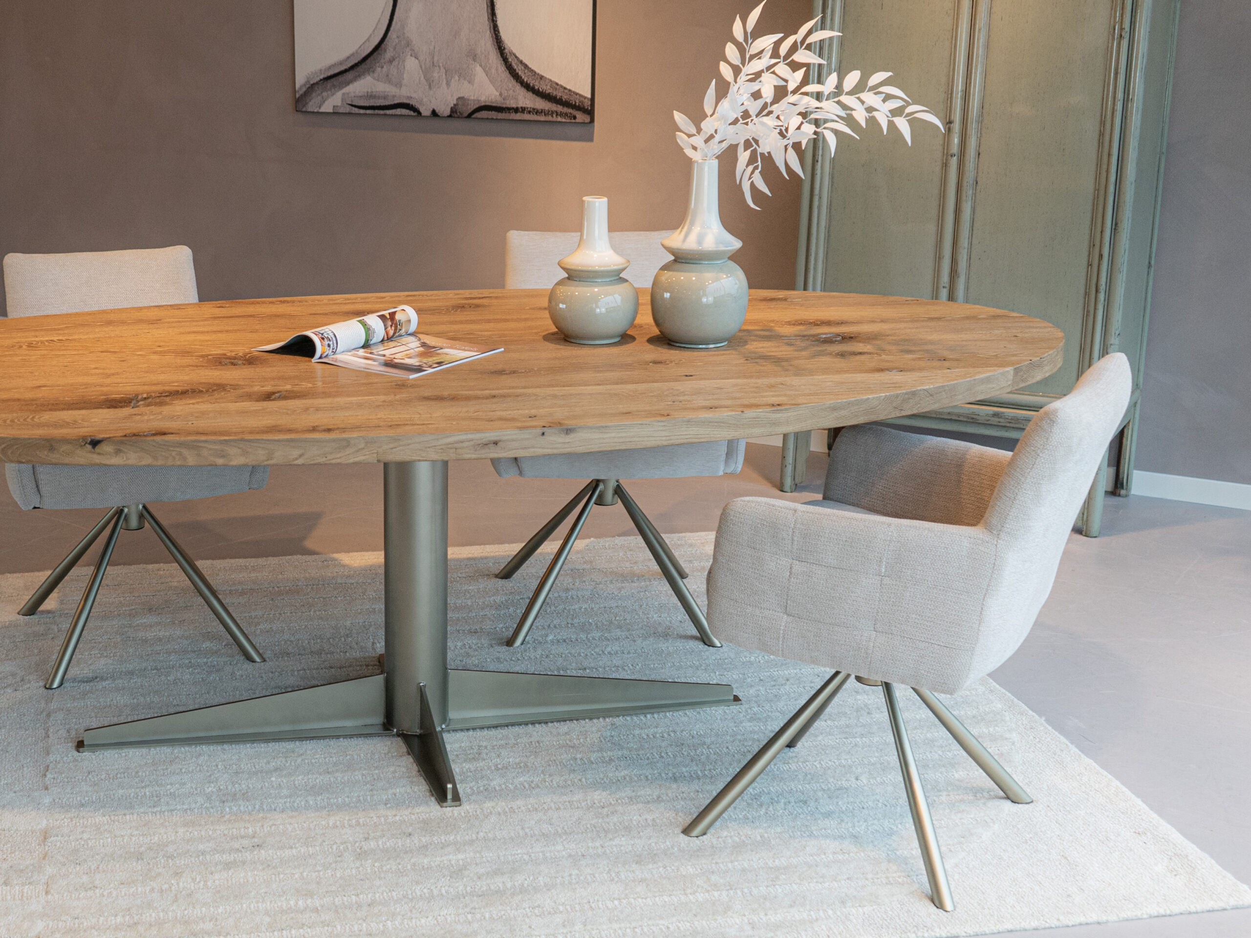 eettafel met rechte rand oud eiken