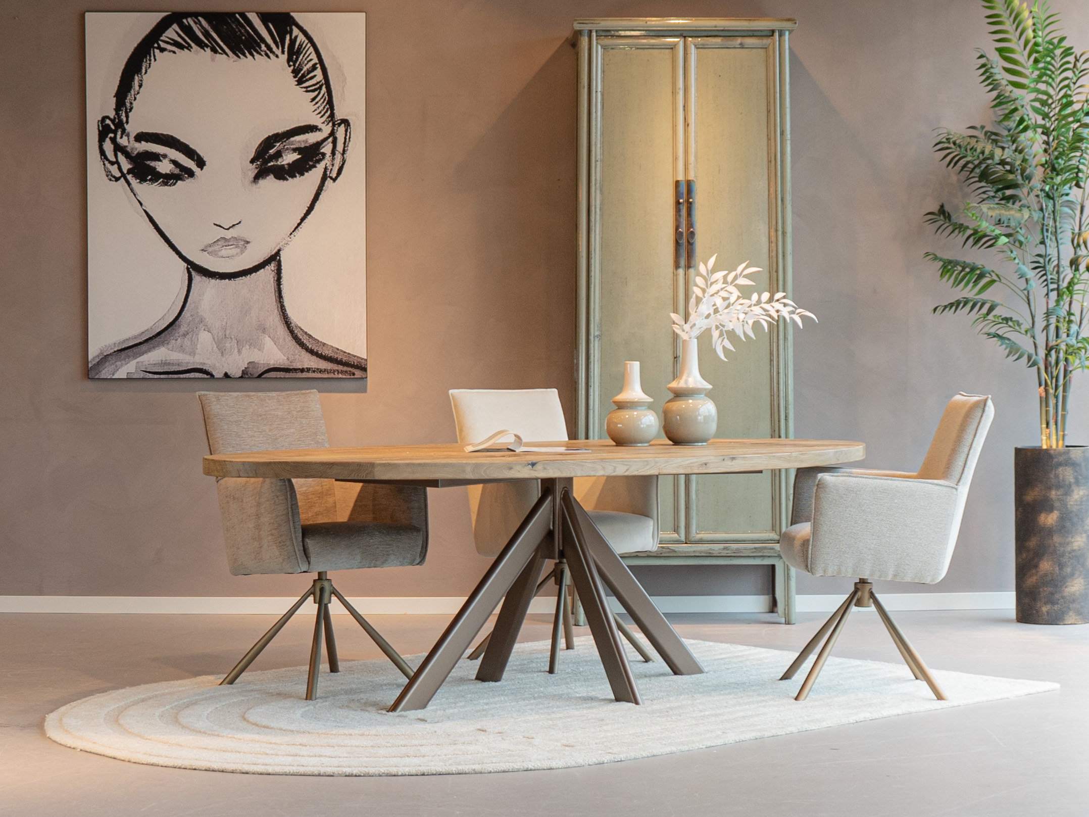 oud eiken ovale eettafel