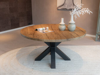 Tafel Fayance - Ø150cm - onderstel Calais ronde eettafel met stalen onderstel