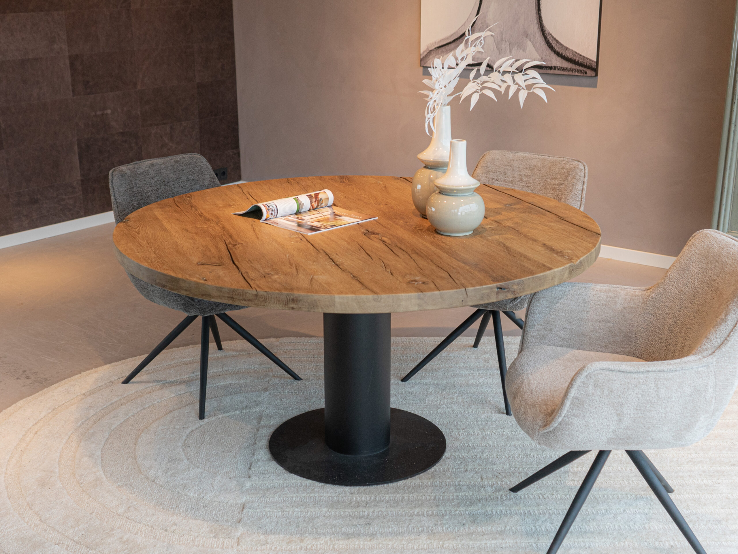 eettafel van 150 diameter eiken