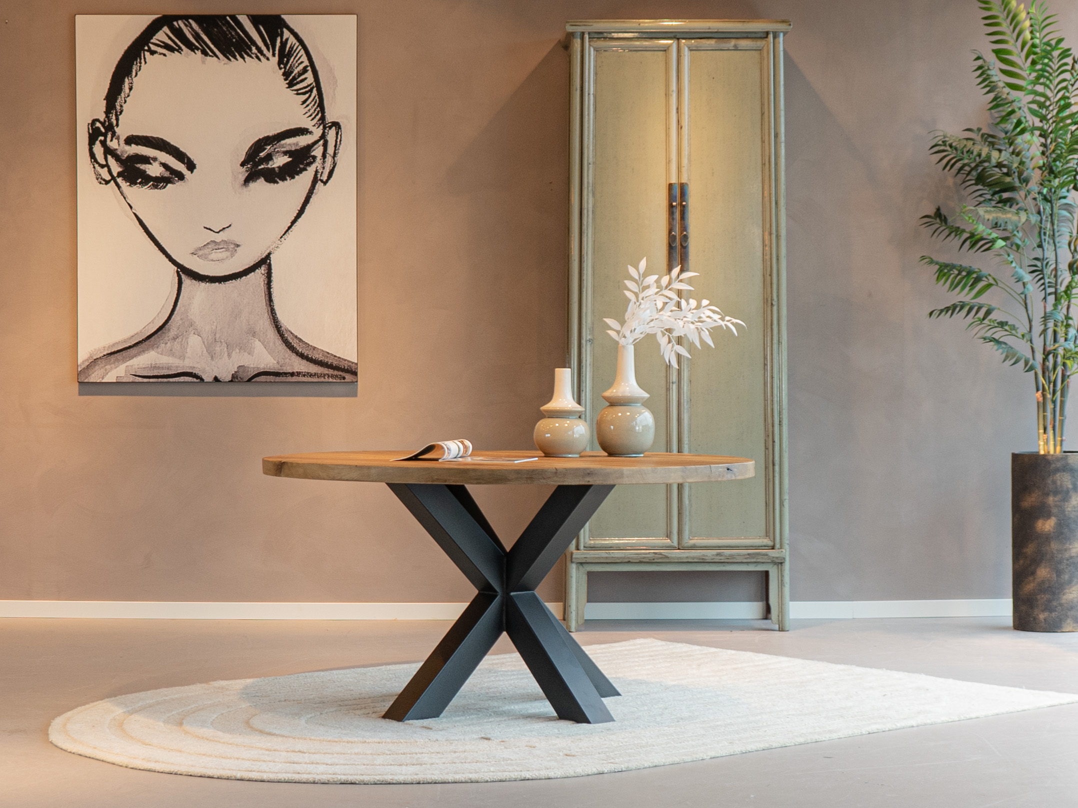 ronde eiken eettafel