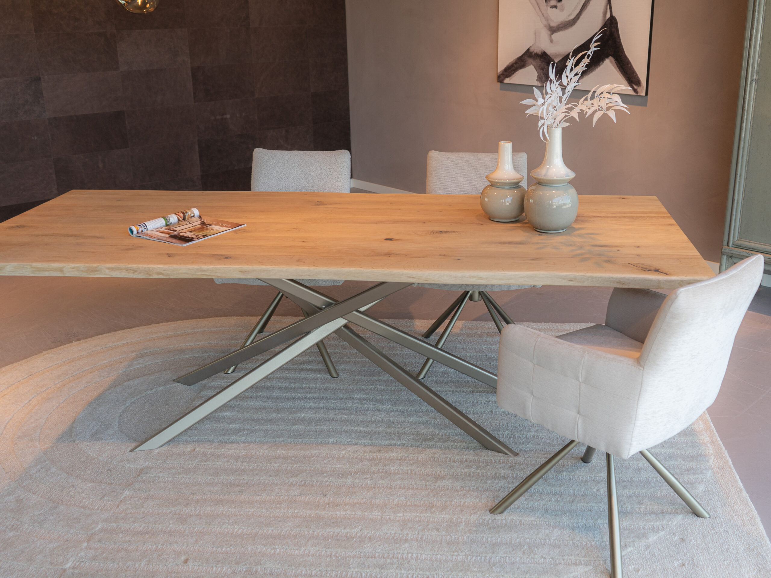 metaal eettafel onderstel in de kleur champagne