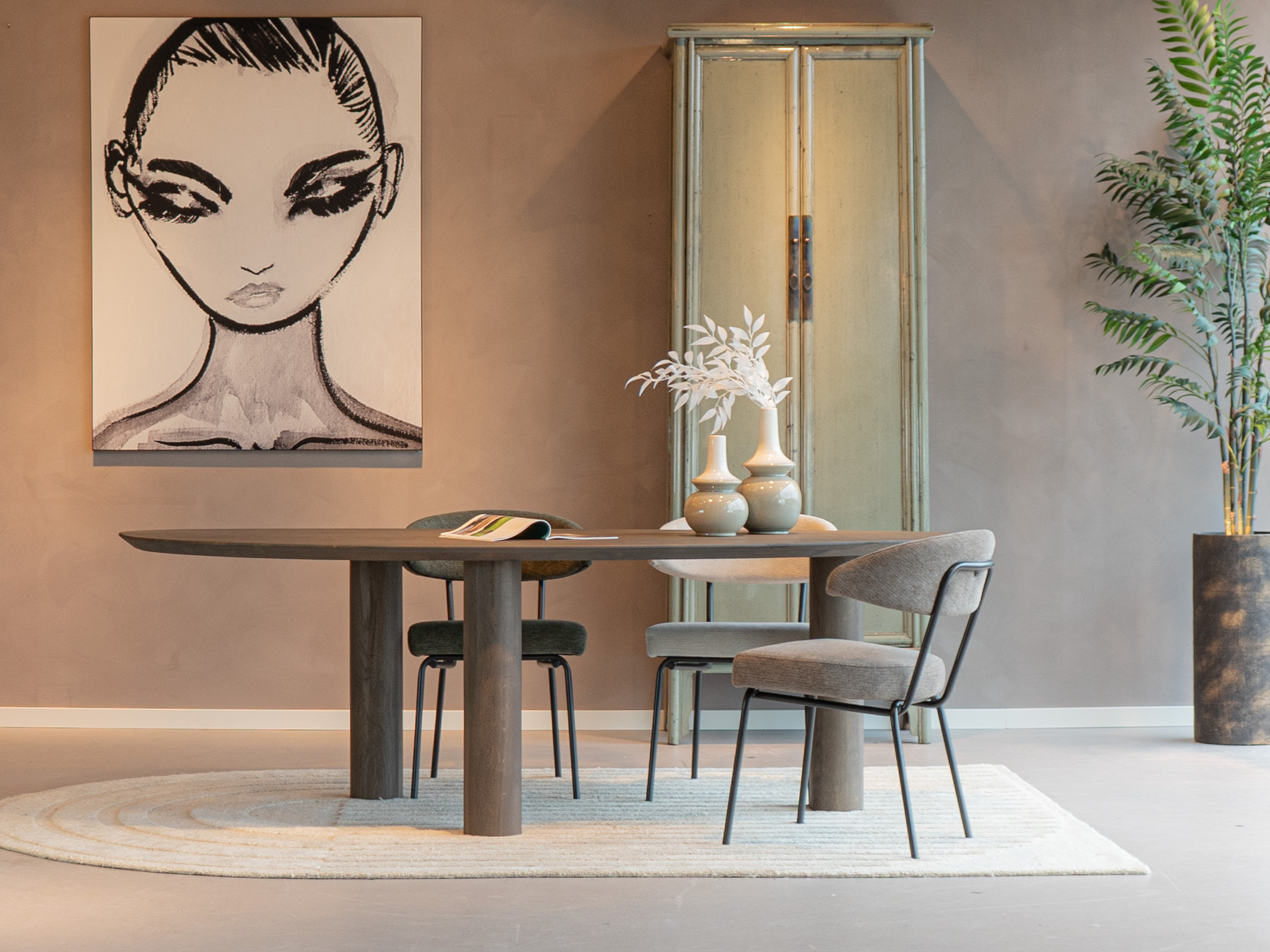 eiken kiezel eettafel