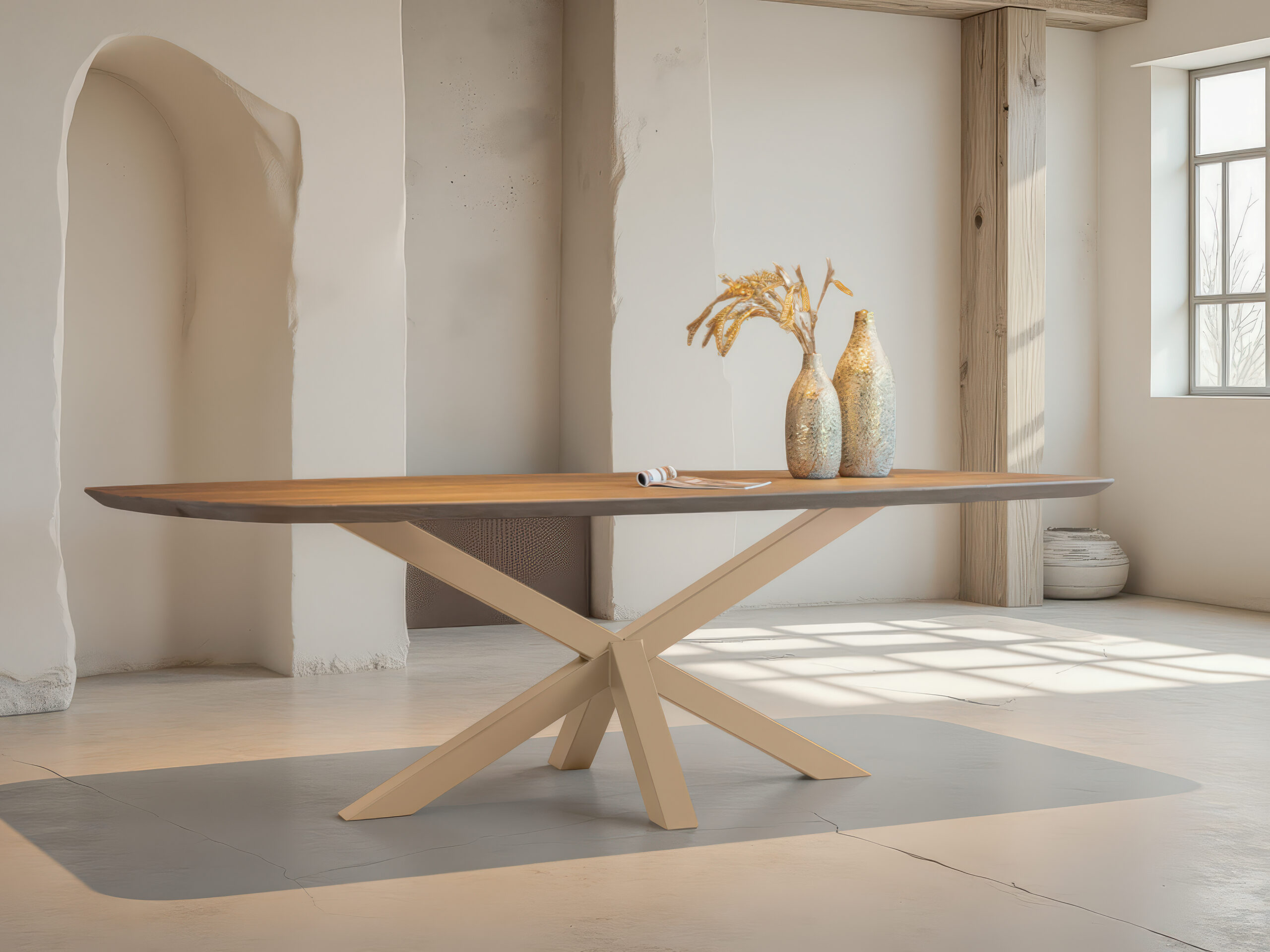 Tafel Rivoli - 240x110cm - kiwi - cinnamon - verjongd - metaalkleur RAL 1019