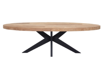 Ovale teak tafel San Remo 260x110 cm, ideaal voor grote gezelschappen.