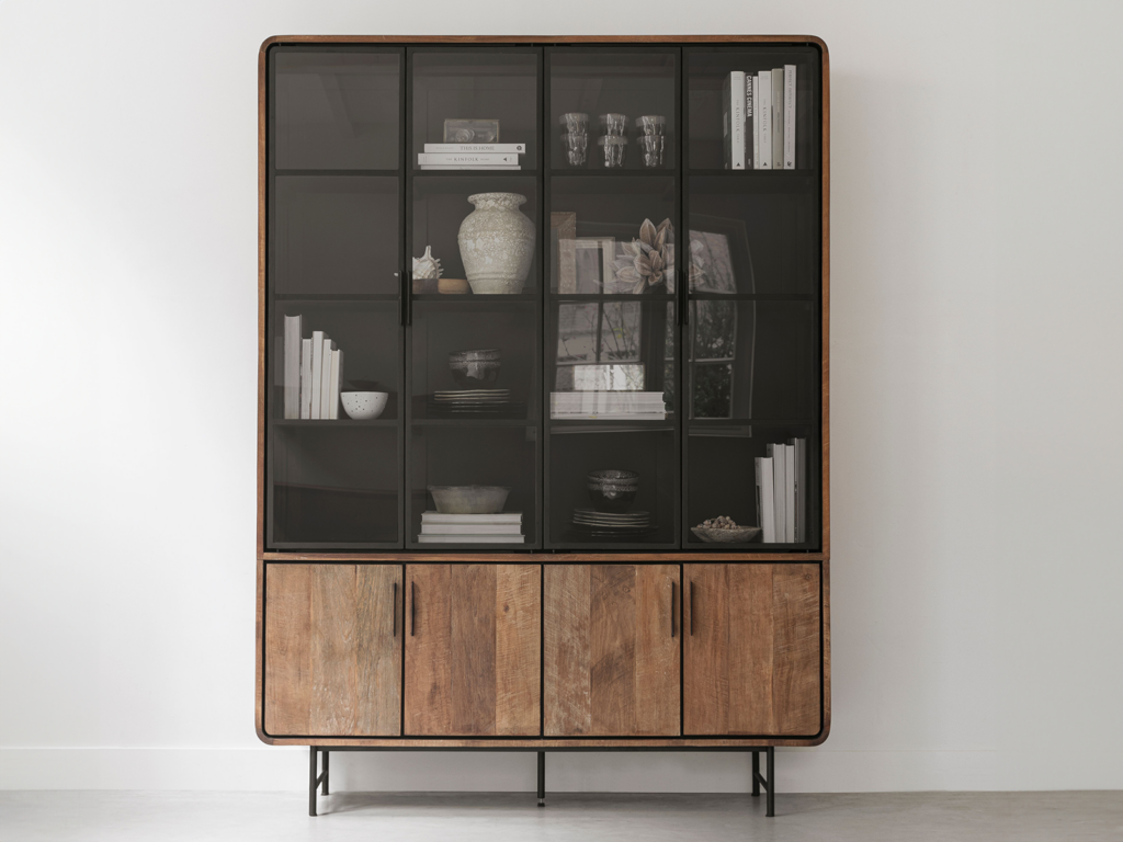 vitrinekast met 4 deuren