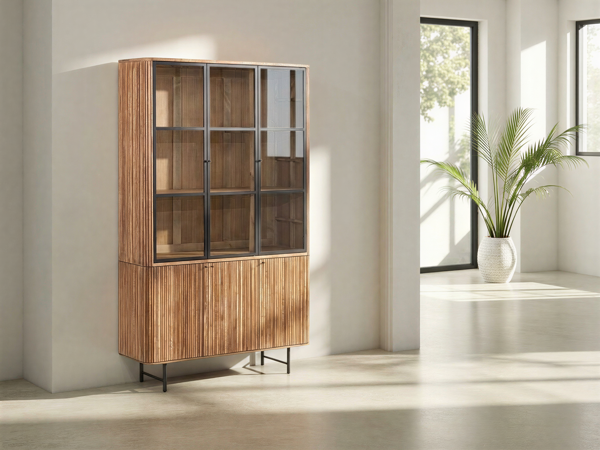 Vitrinekast Lagoon - 130x40x210cm - 6 deurs