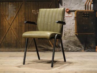 industrial leather dining chair olive